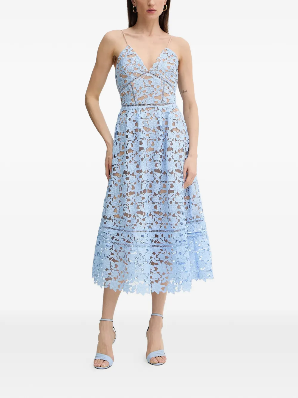 Silvian Heach floral lace V-neck dress - Blu