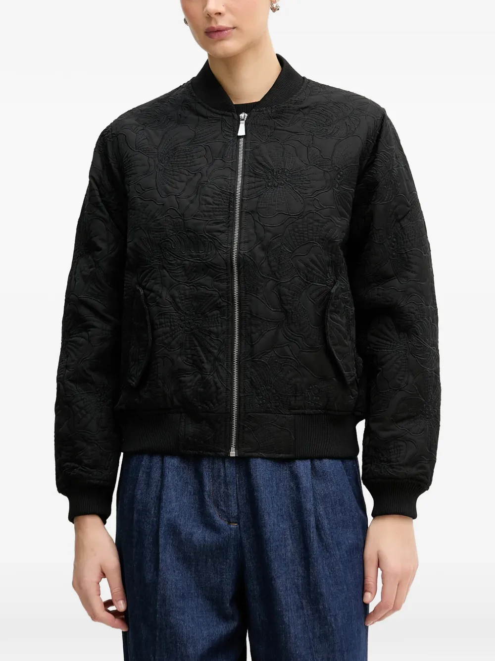 Sisley floral quilted jacket - Nero