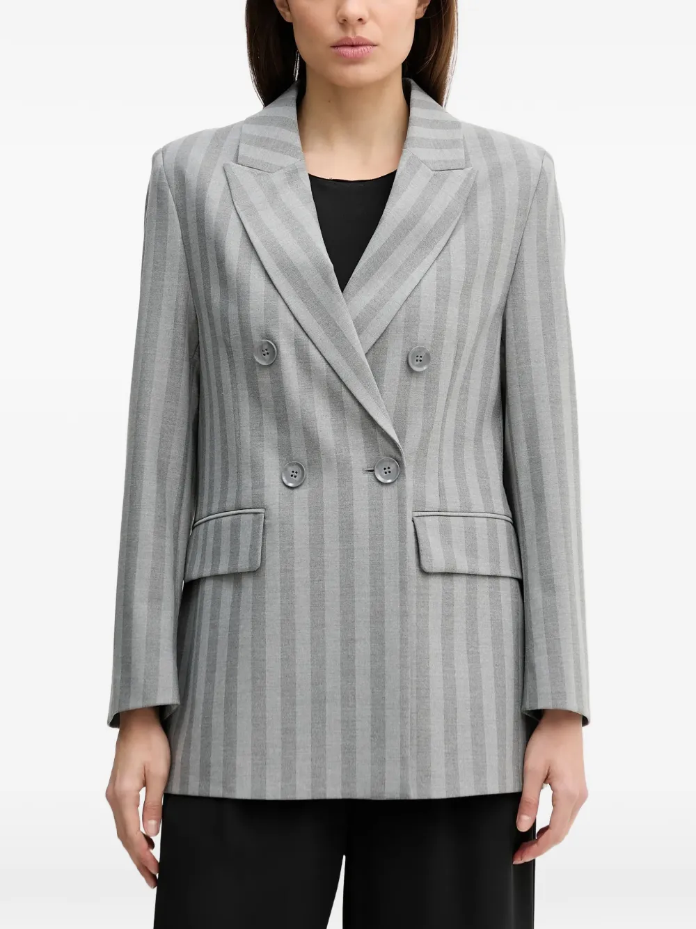 Sisley Blazer doppiopetto a righe - Grigio