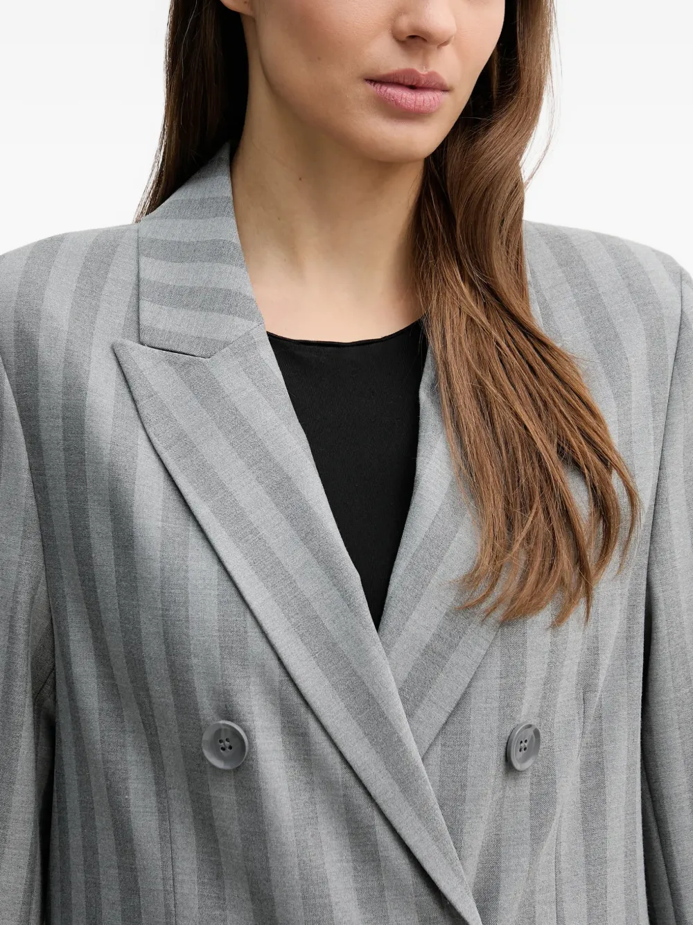Sisley Gestreepte blazer met dubbele rij knopen Grijs