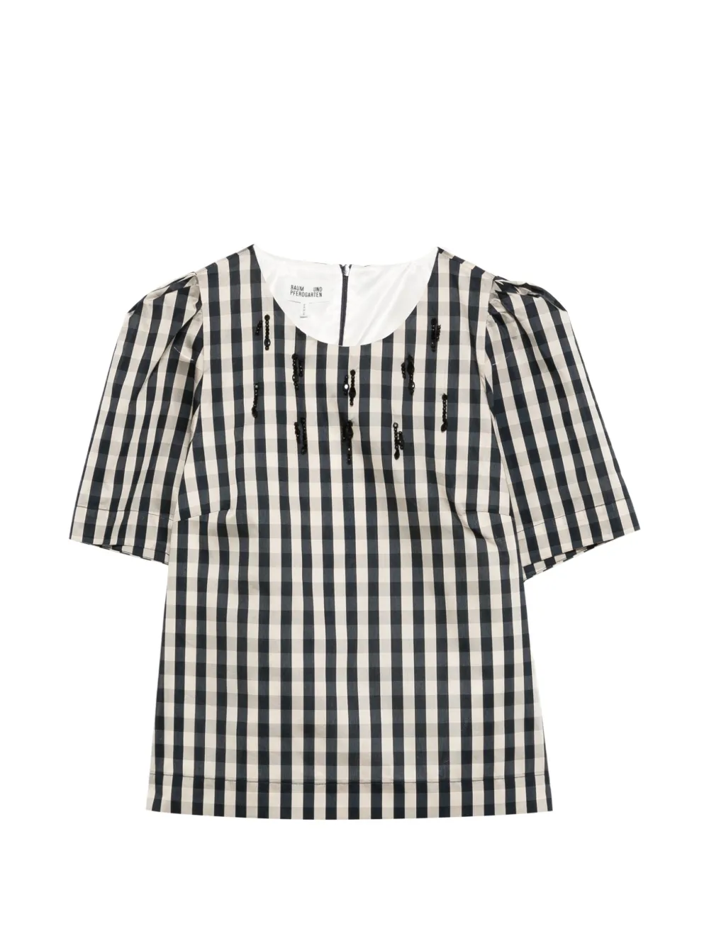 Baum Und Pferdgarten Minu beaded gingham top - Blu