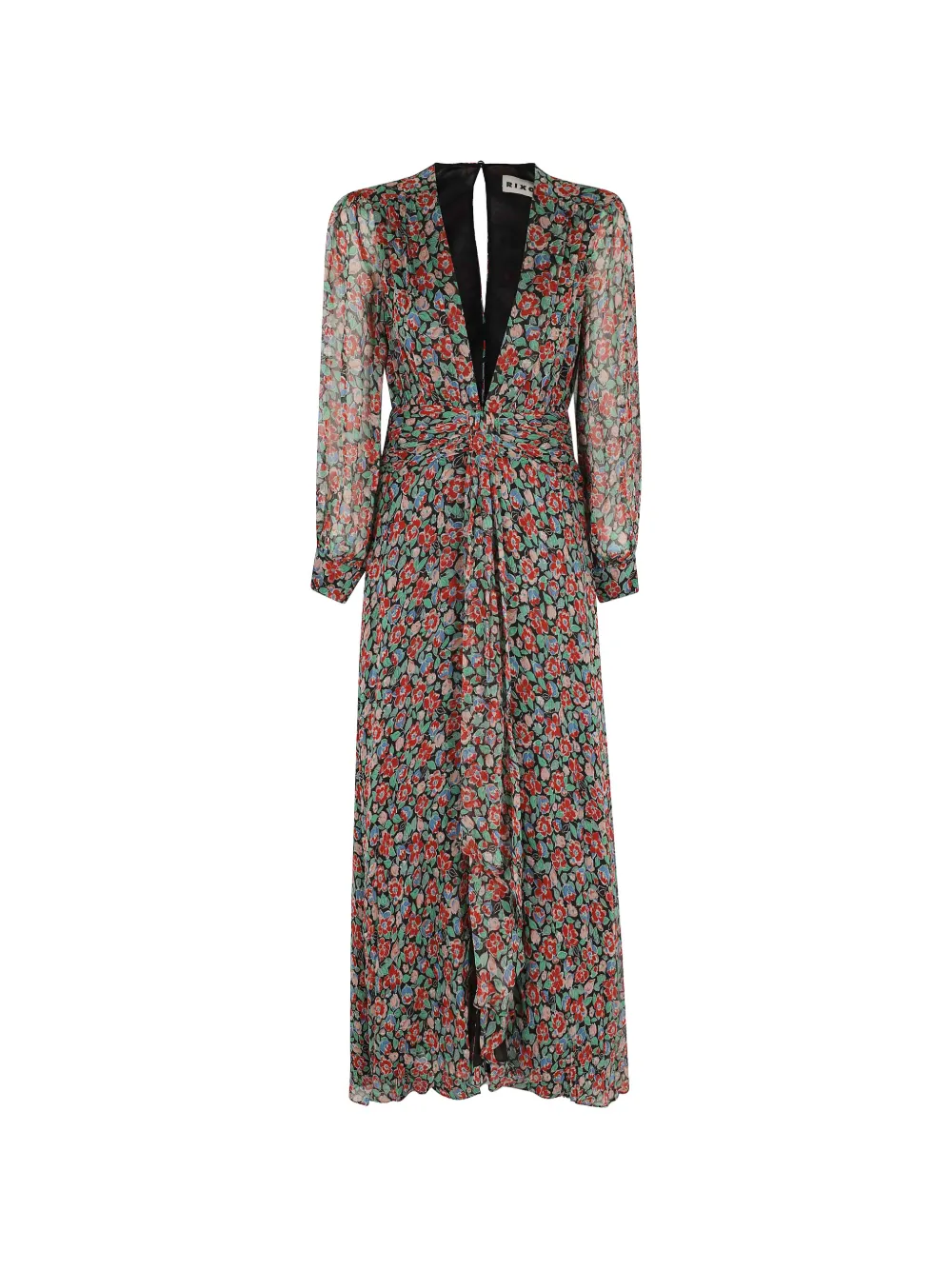 Rixo Jeannie floral print V-neck dress - Nero