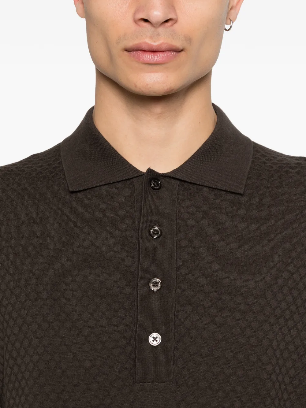 Paolo Pecora Poloshirt met textuur Bruin