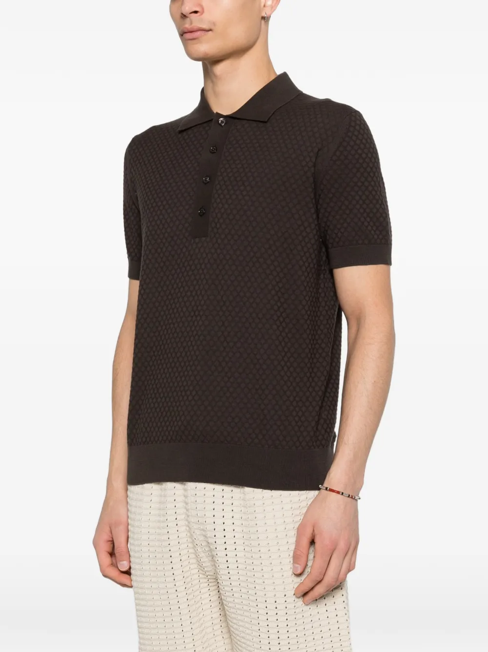 Paolo Pecora Poloshirt met textuur Bruin