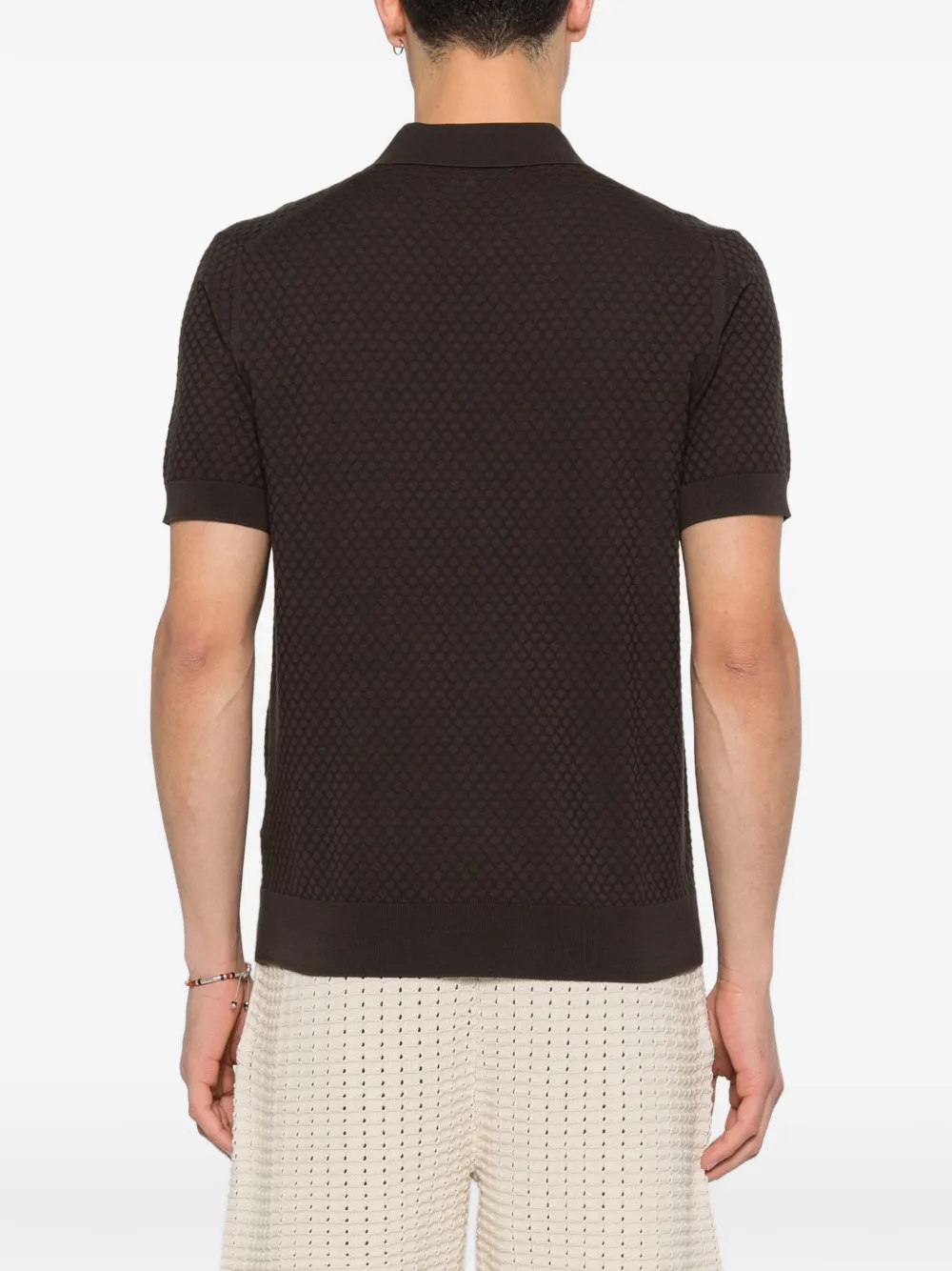 Paolo Pecora Poloshirt met textuur Bruin