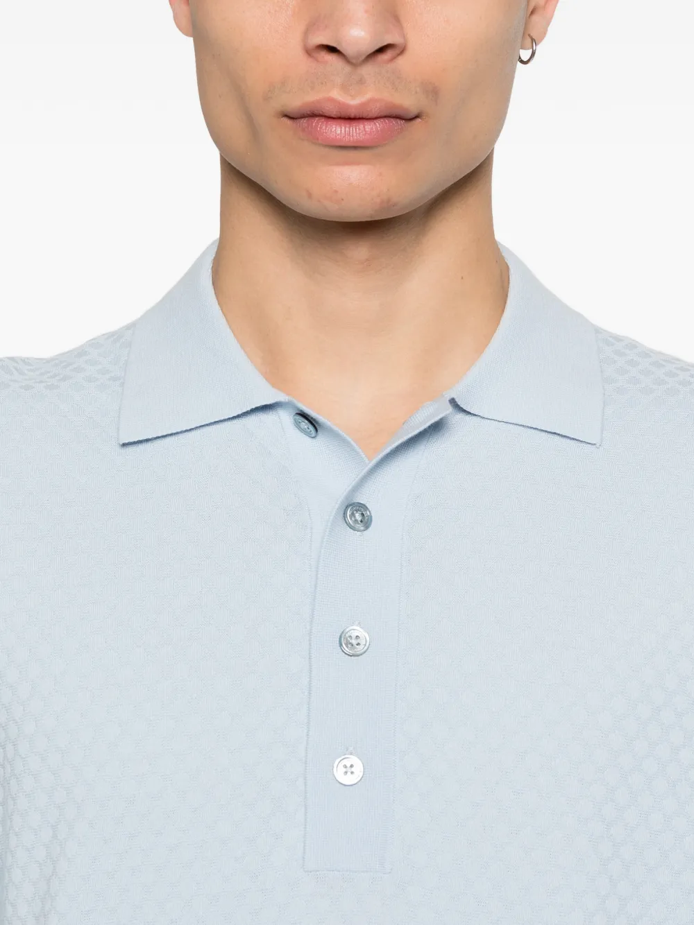 Paolo Pecora Poloshirt met textuur Blauw