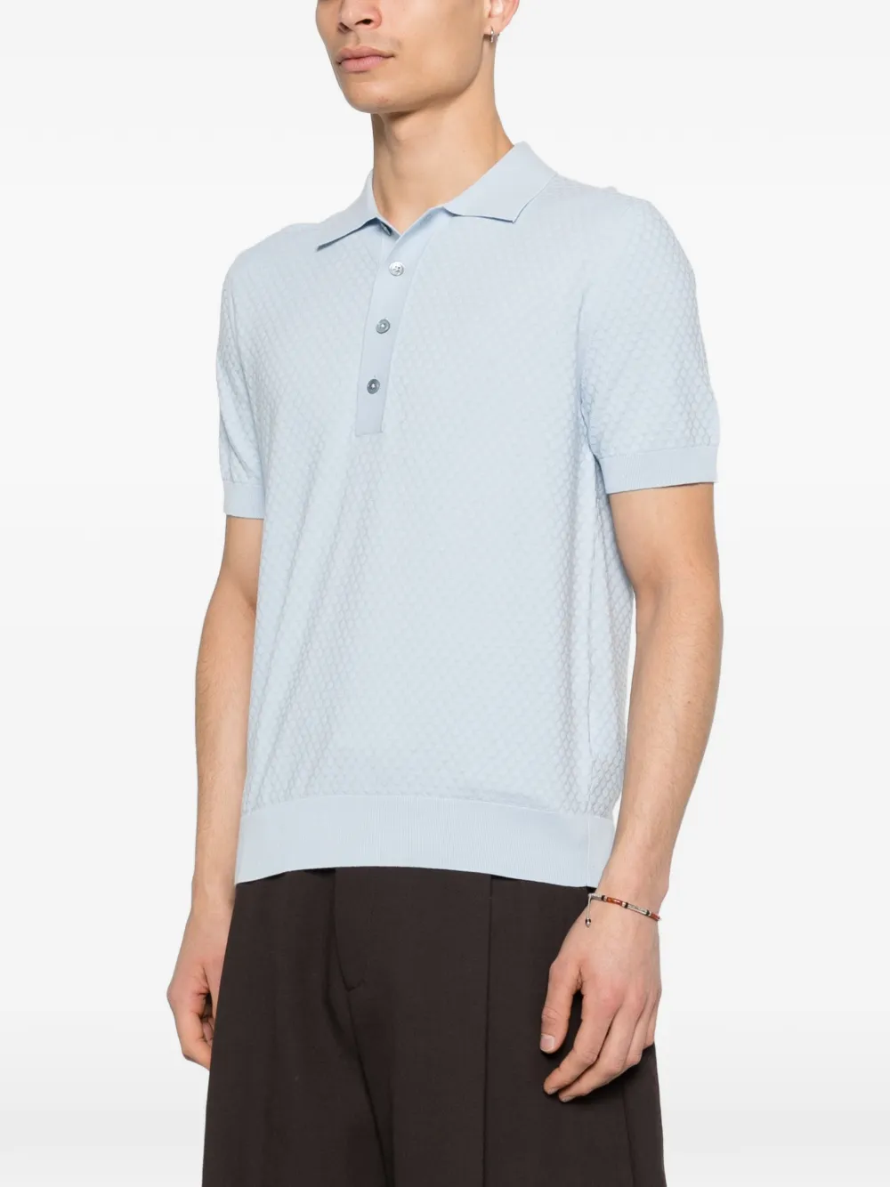 Paolo Pecora Poloshirt met textuur Blauw