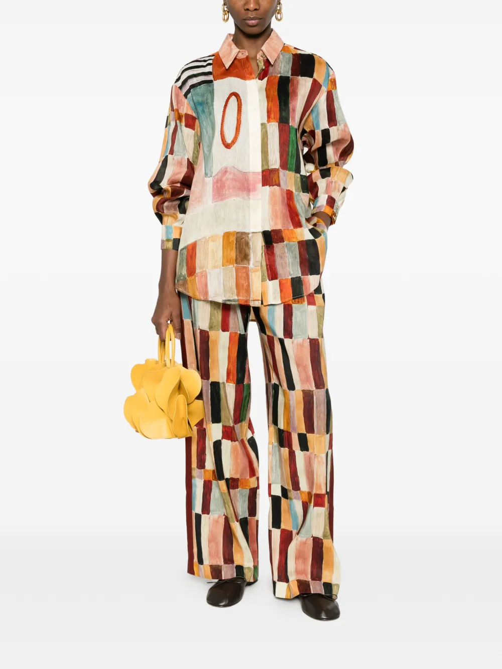 ALEMAIS x Laurence Leenaert Marjorelle blouse met patchwork Oranje