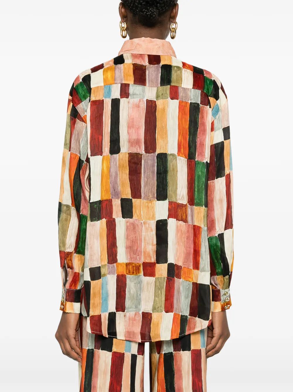 ALEMAIS x Laurence Leenaert Marjorelle blouse met patchwork Oranje