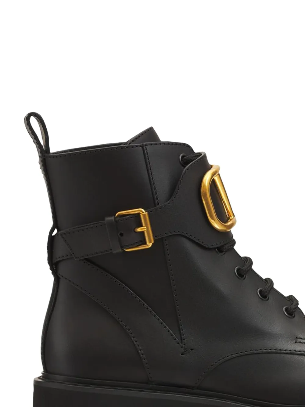 Valentino Garavani Leren laarzen met logodetail Zwart