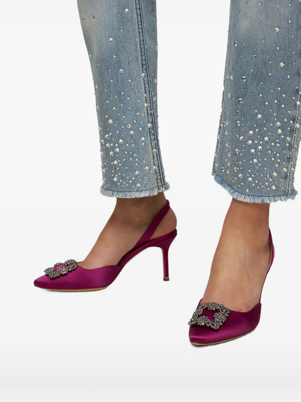 Manolo Blahnik Hangisli slingback pumps Roze