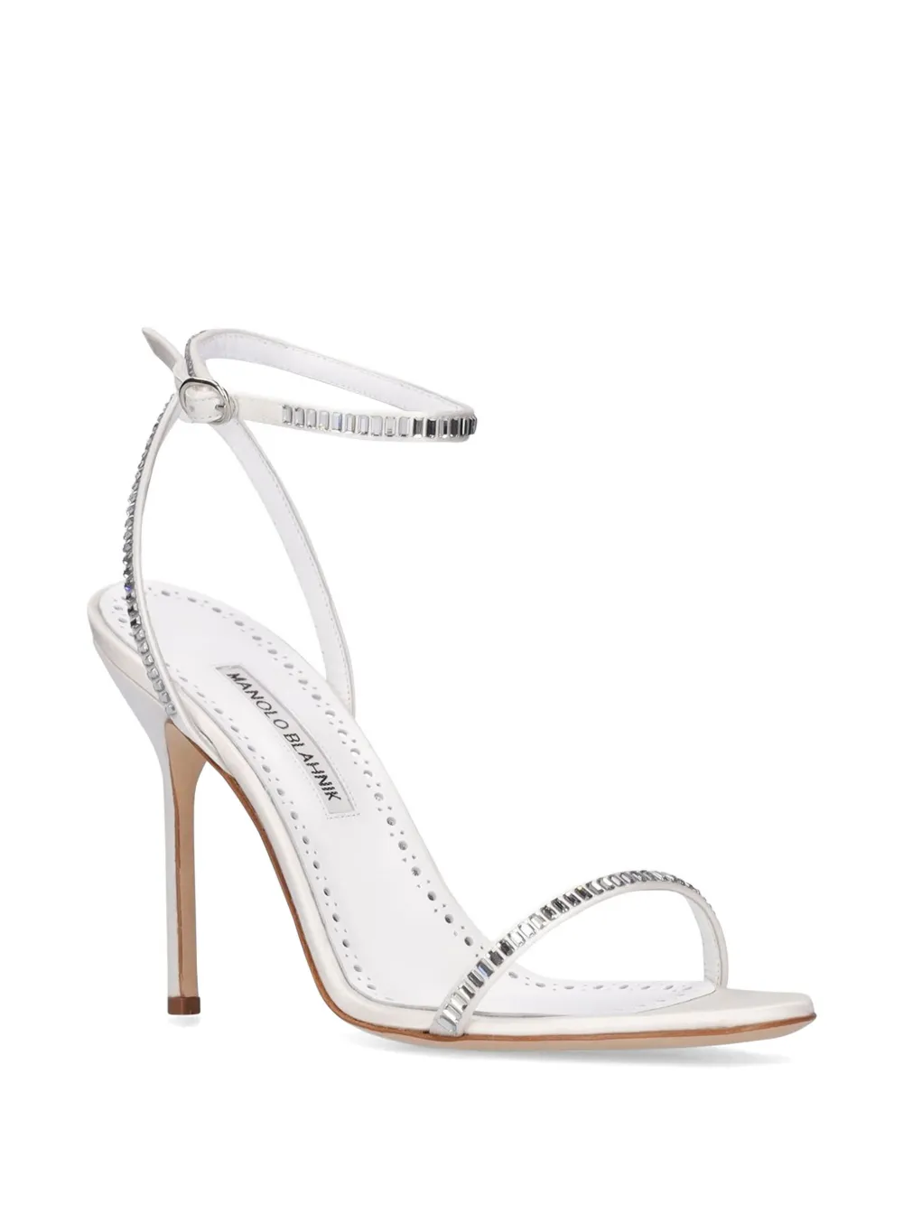 Manolo Blahnik Sandalen met bandje en hak Wit