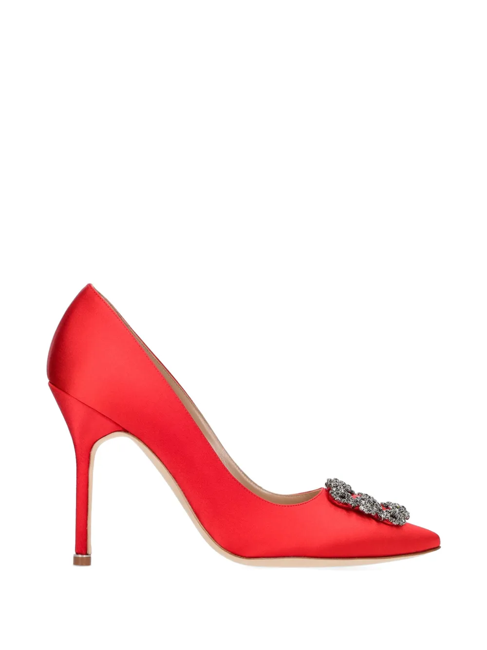 Manolo Blahnik Satijnen pumps met gesp Rood