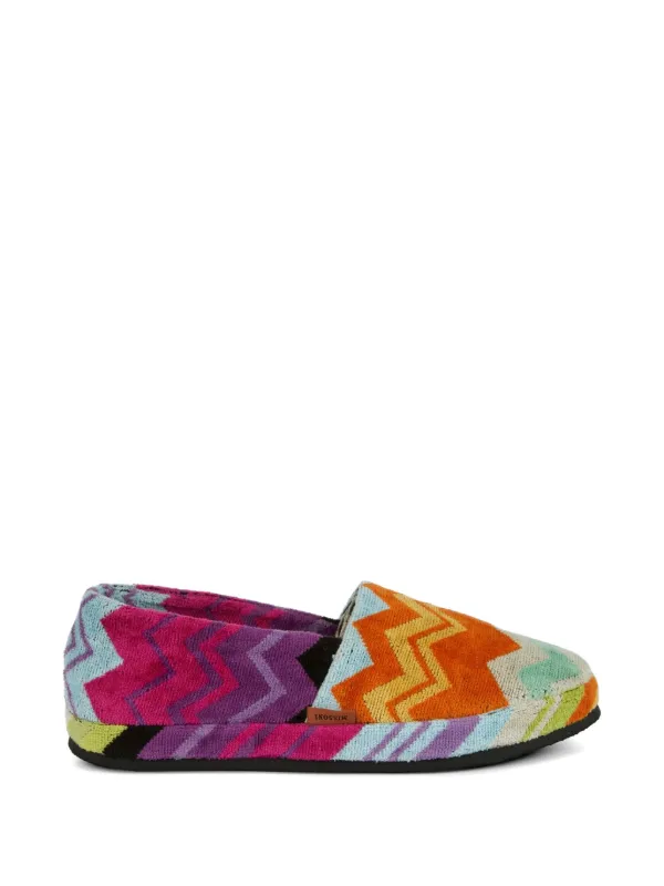 Missoni Home Zigzag-pattern Slippers in Orange