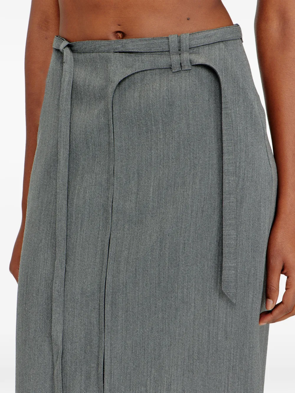 O-Rice front-zip midi skirt