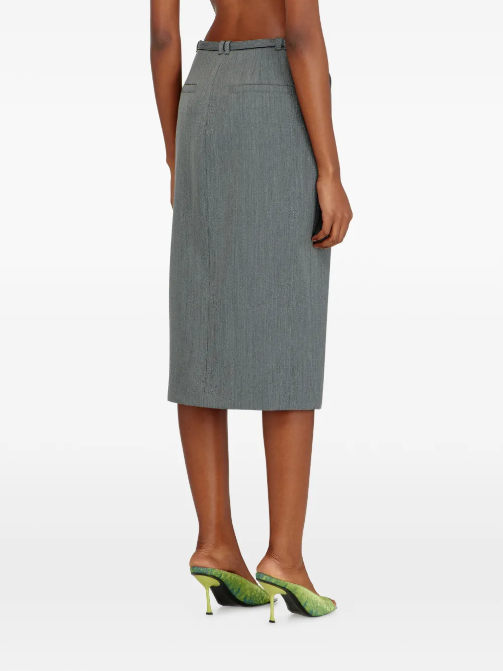 O-Rice front-zip midi skirt