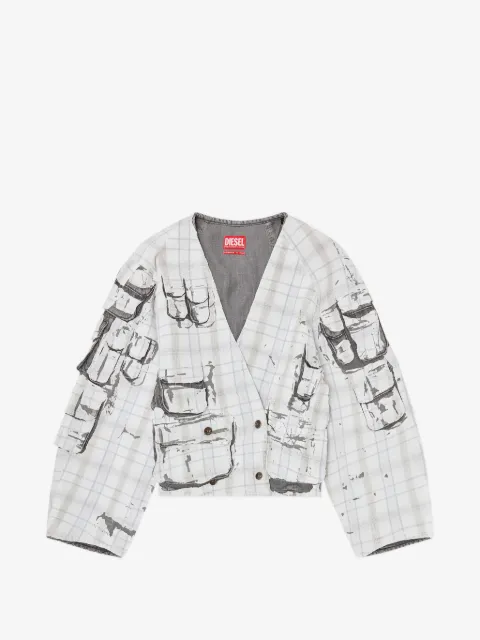 Diesel denim cardi jacket with peel-off effect