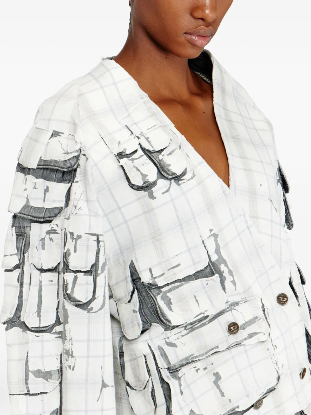 Diesel Denim vestjack met peel-off effect Grijs