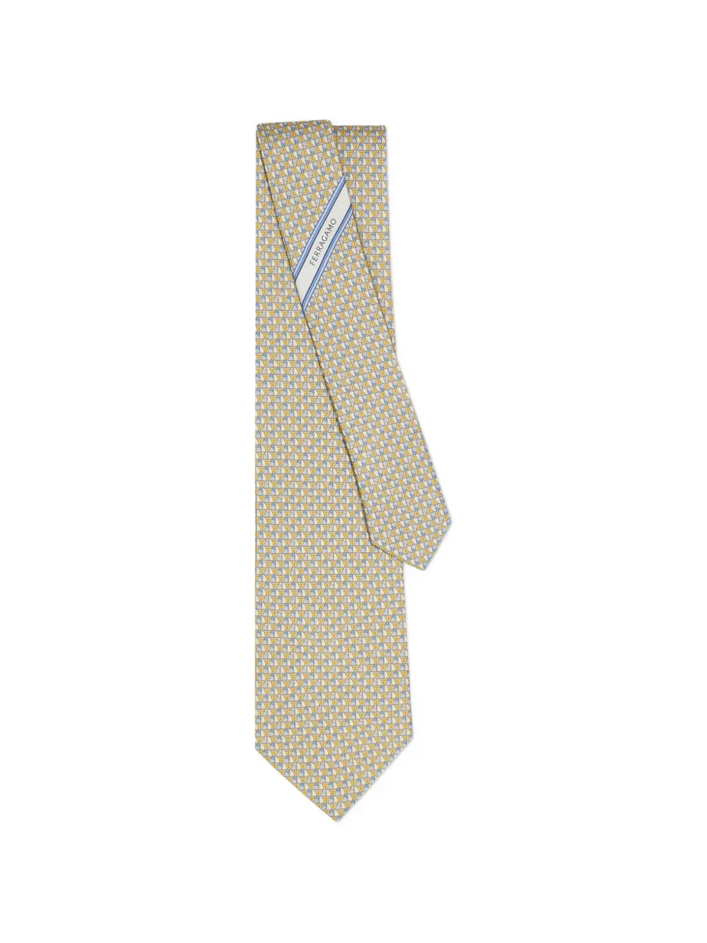 Ferragamo Patterned Tie In Silver