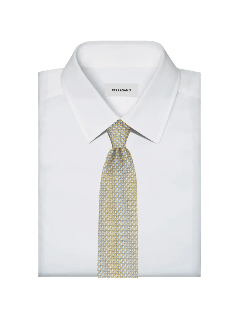 Ferragamo Patterned Tie In Silver