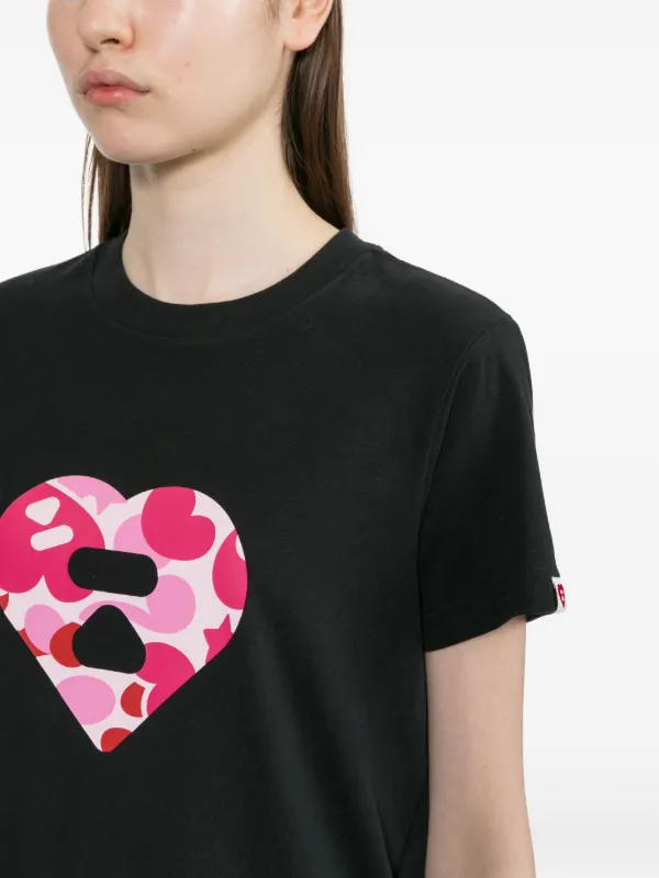 トップス BAPE APEE CAMO HEART PRINTED S APEE™ By *A BATHING APE® heart-printed T-shirt | Black | FARFETCH JO