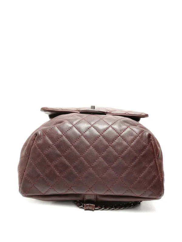 chanel leather backpack 2015 CHANEL Pre-Owned 2015 Lambskin Matelasse Backpack | Brown