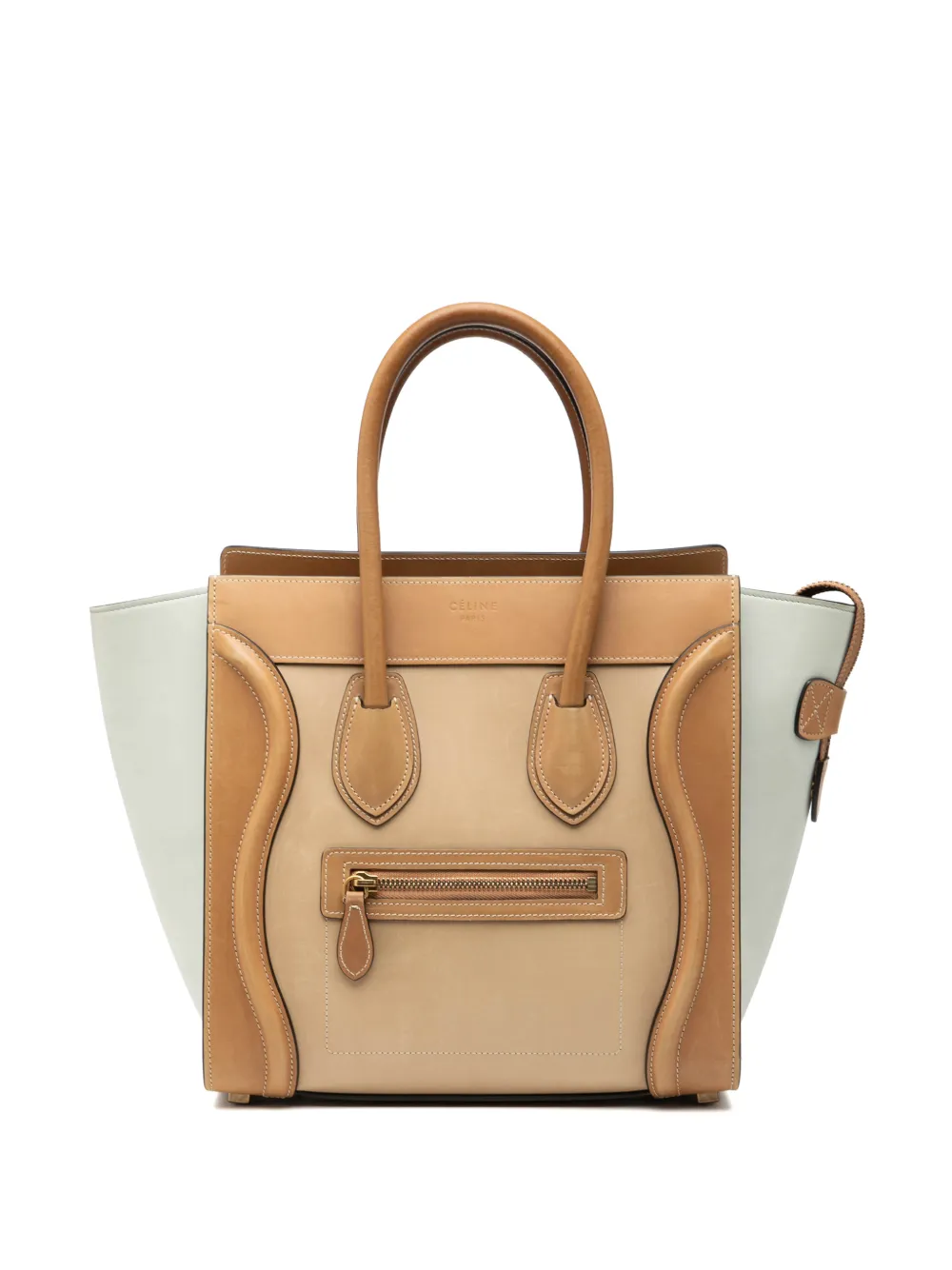 Celine Pre-Owned 2016 Micro Tricolor Calfskin Luggage Tote handbag - Marrone