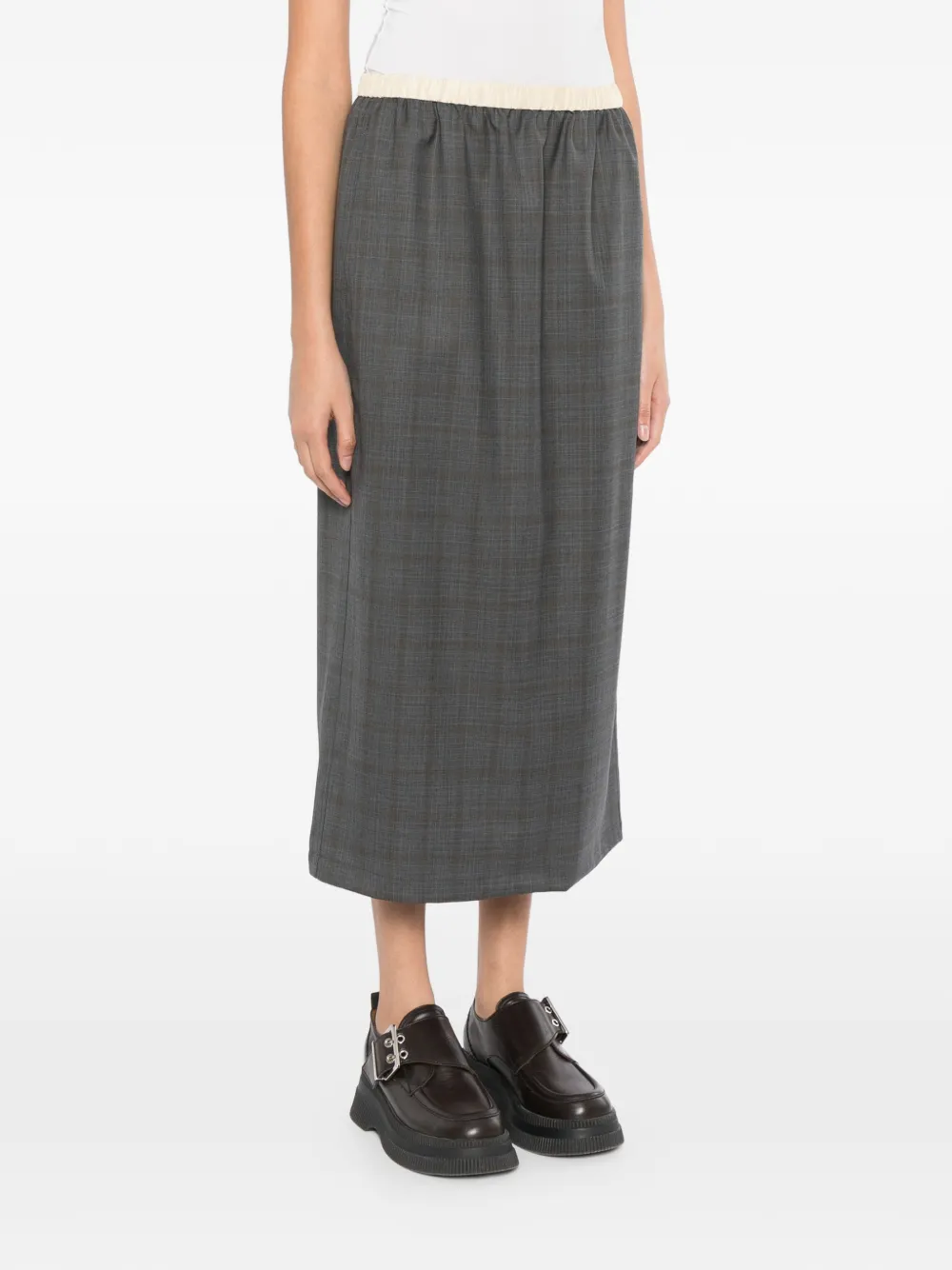  Less H-line Checked Skirt - Grey 
