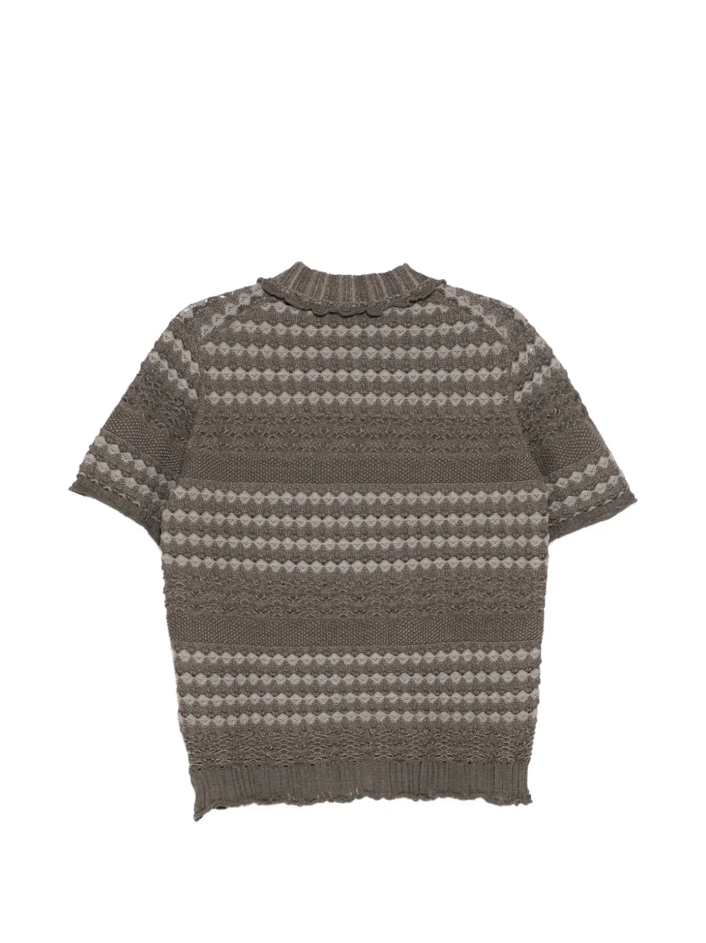  Jnby Collared Patterned Knit Top - Brown 