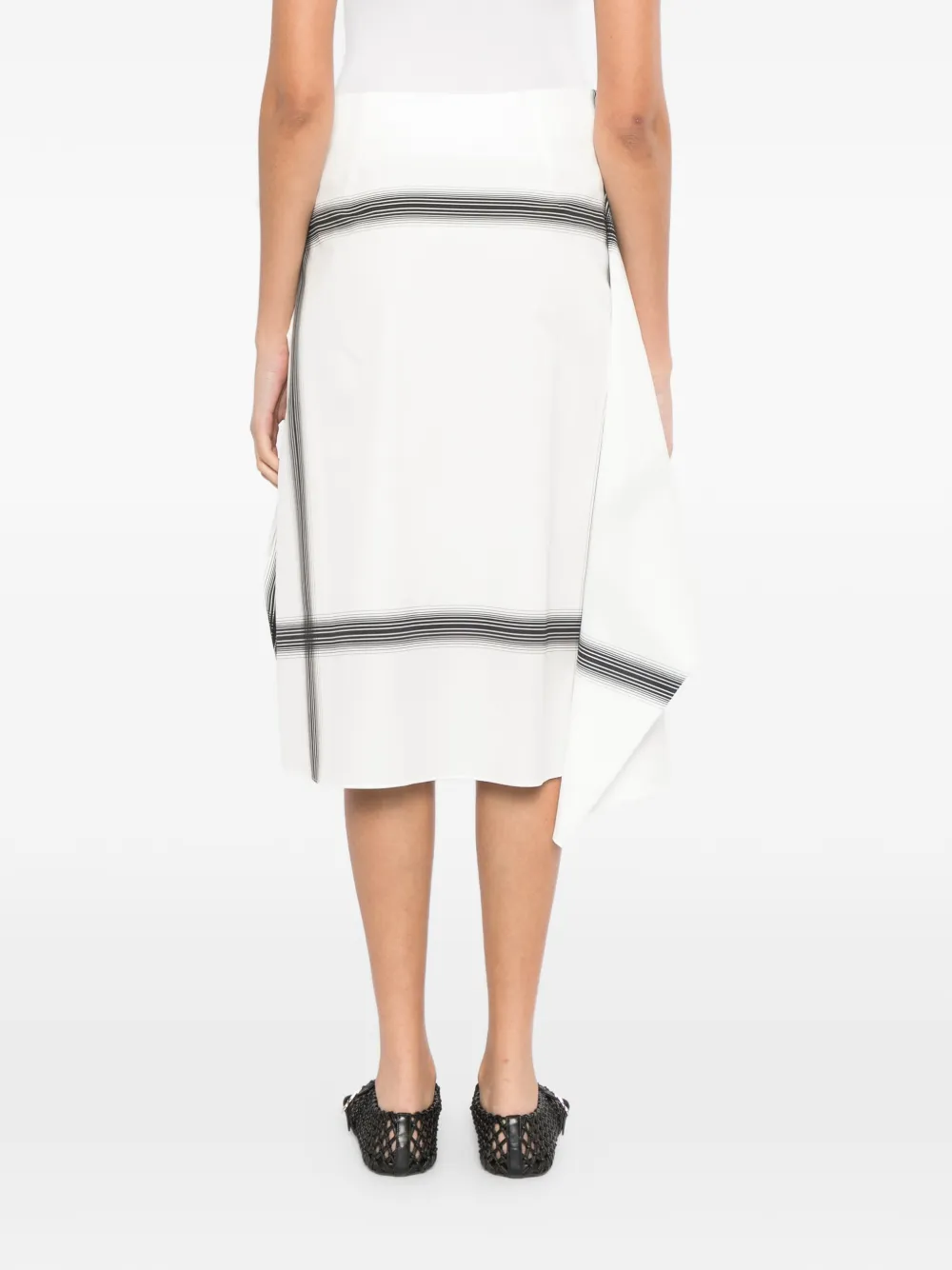 LESS Asymmetrische rok met strepen Wit