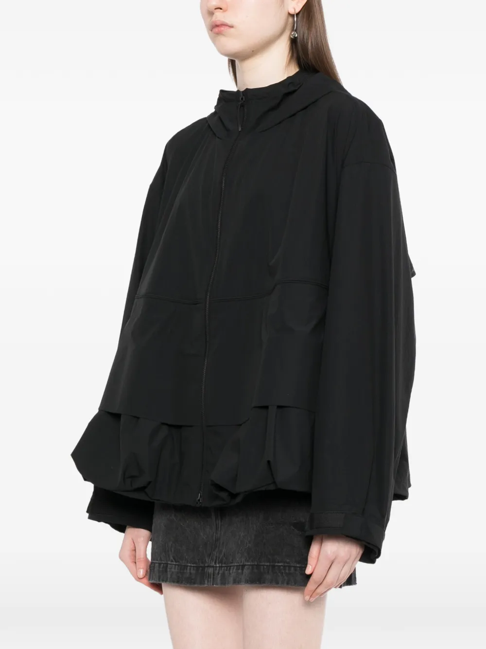  Jnby Drawstring-hem Hooded Jacket - Black 