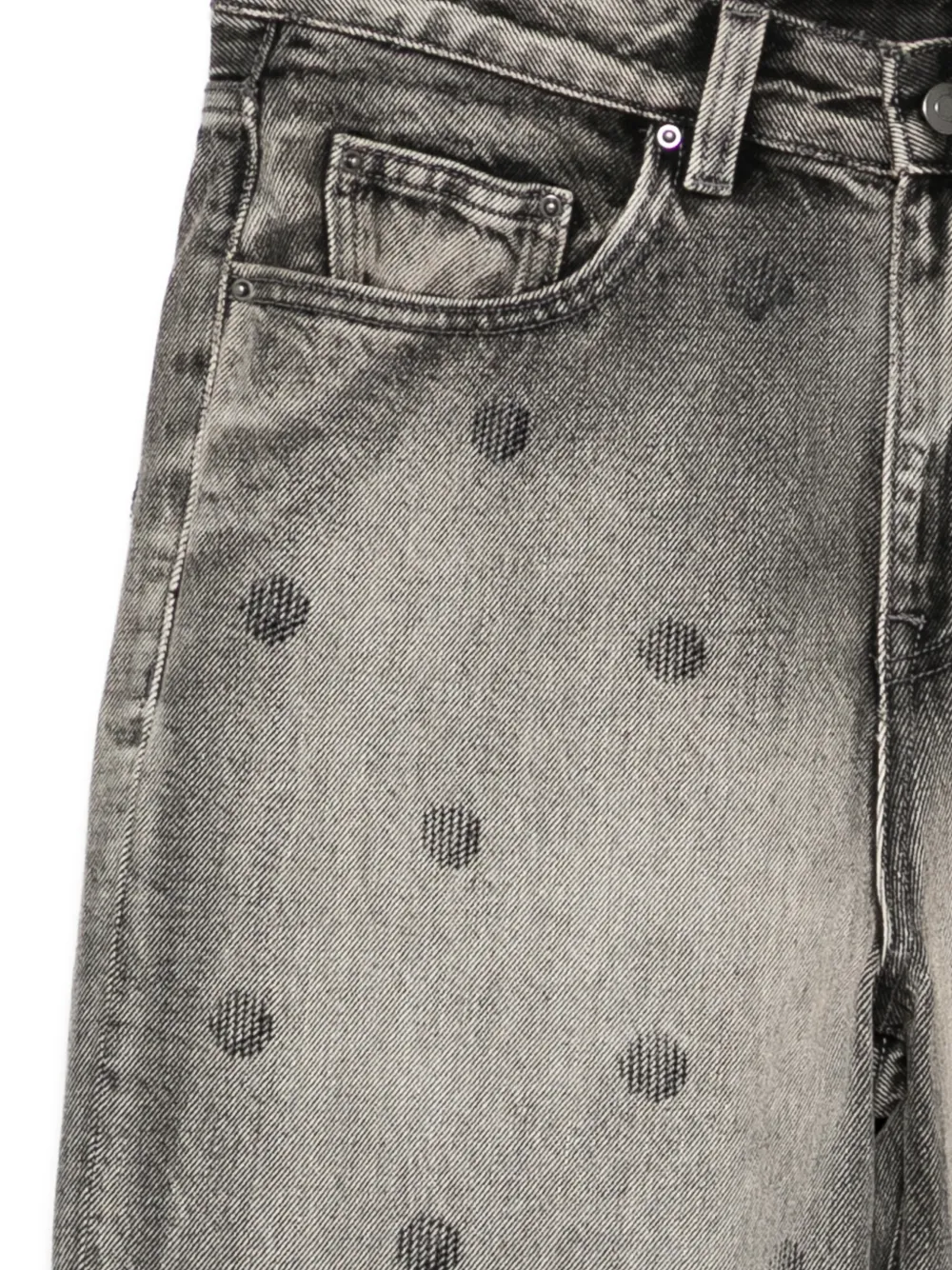  Jnby Polka-dot Wide-leg Jeans - Grey 