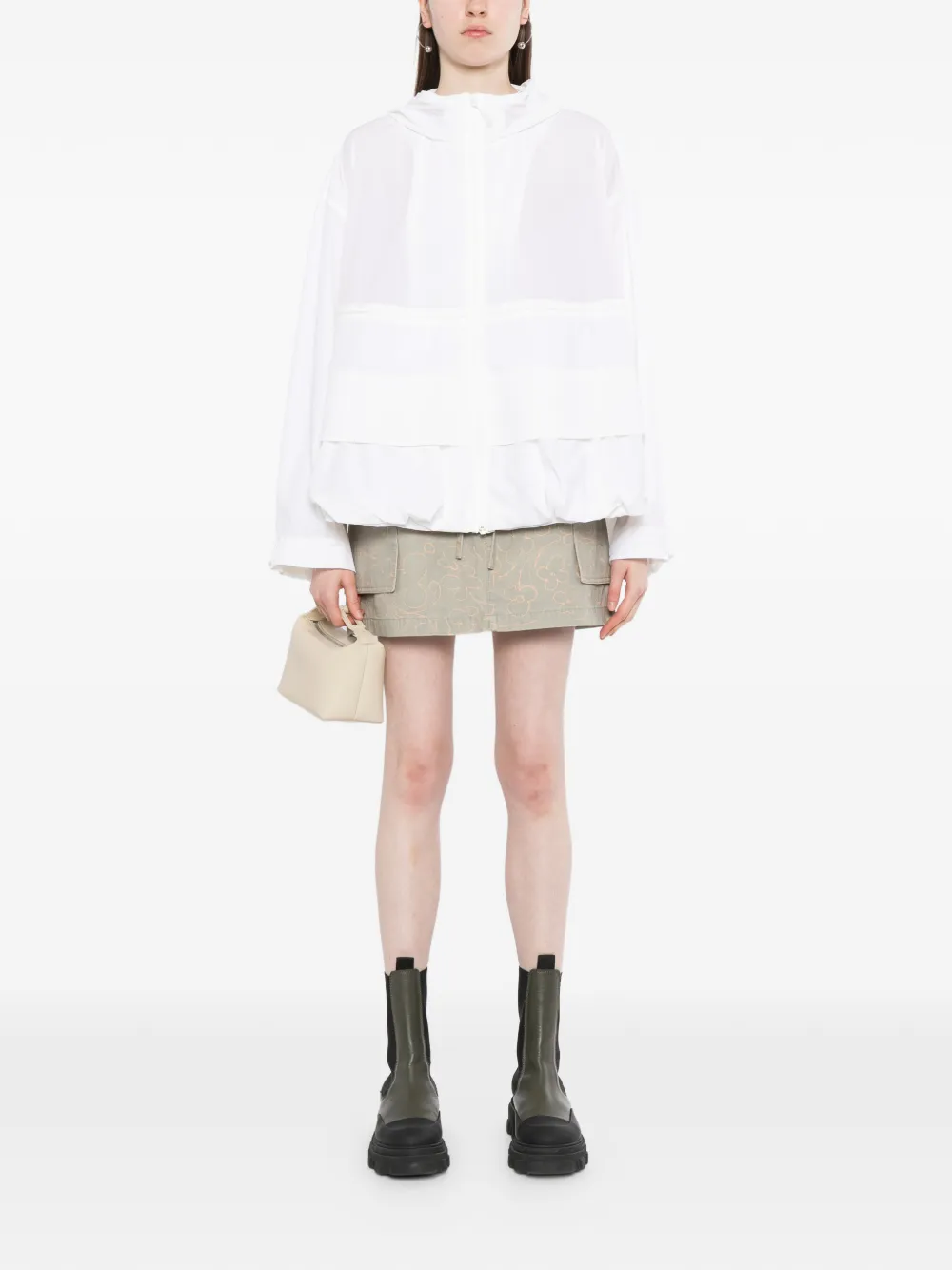  Jnby Drawstring-hem Hooded Jacket - Green 
