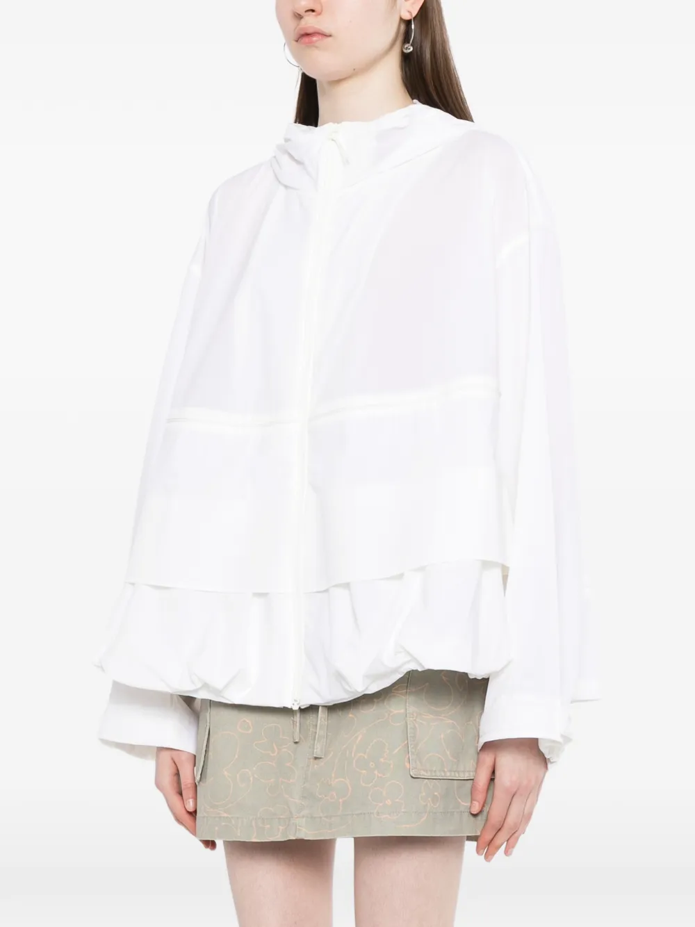  Jnby Drawstring-hem Hooded Jacket - Green 