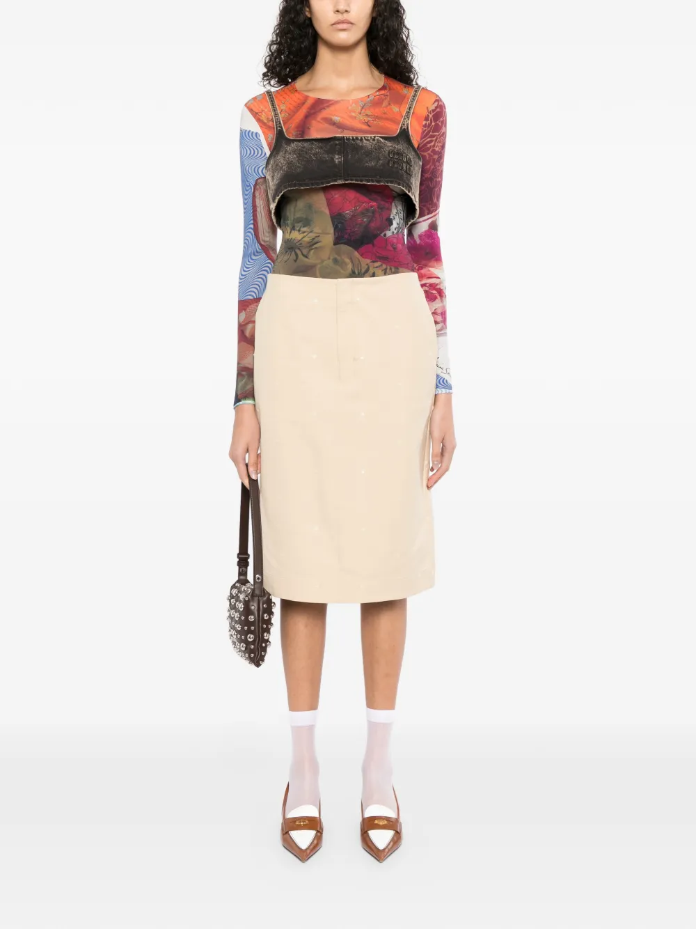  Less Sequin-embellished A-line Skirt - Neutrals 