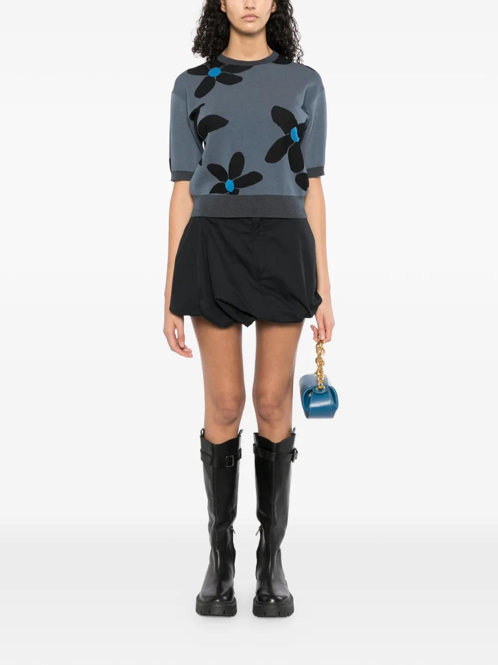  Jnby Puffball-hem Shorts - Blue 