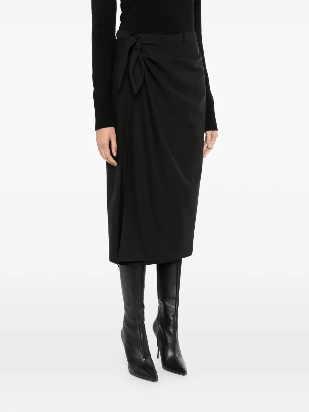  Less Wool Midi Skirt - Black 