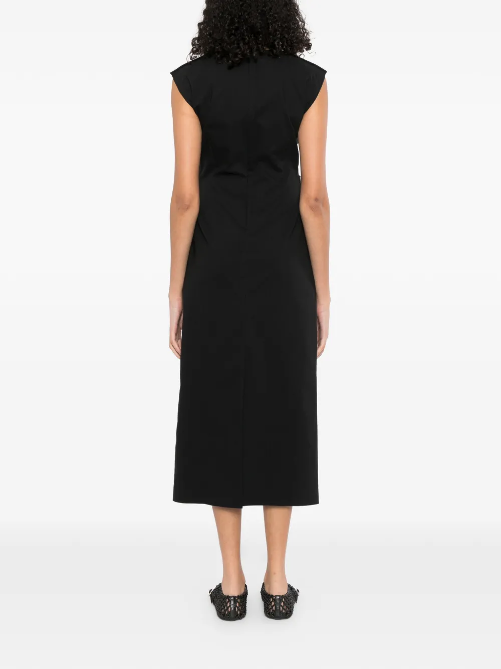 LESS Mouwloze jurk met gedrapeerde taille Zwart