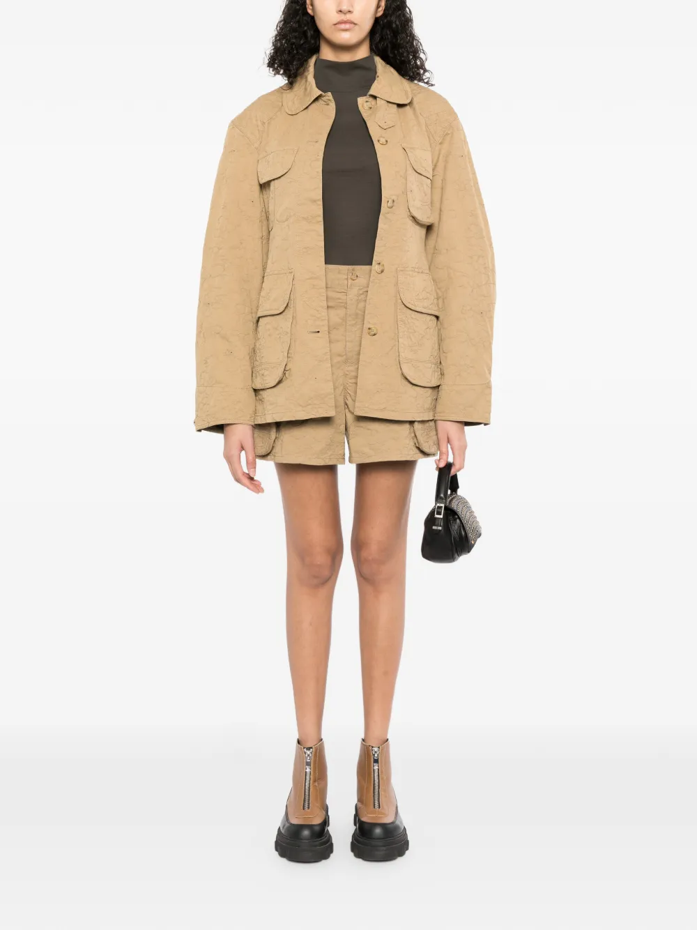  Jnby Floral-embroidered Jacket - Neutrals 