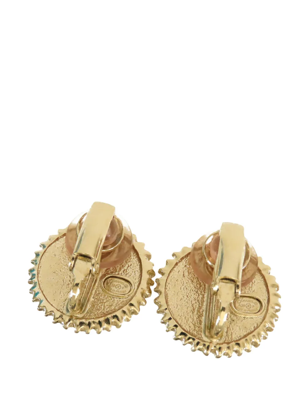  Chanel Pre-owned 2020 Cc Gold Plated Lacquered Faux Pearl And Rhinestone Clip On Earrings Costume Earrings - White 