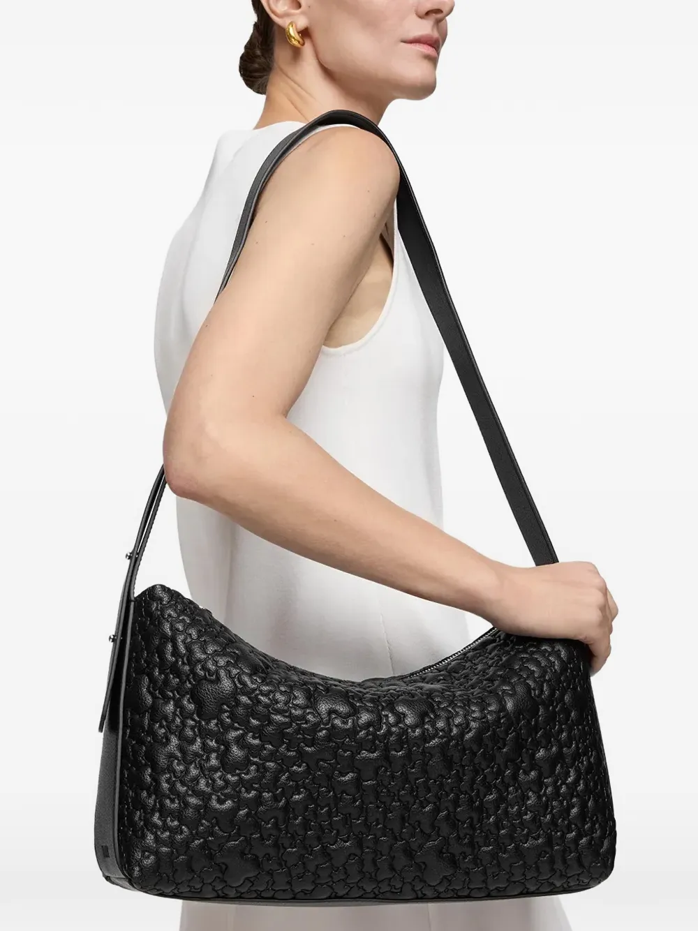 TOUS Puffy Bear embossed shoulder bag - Nero