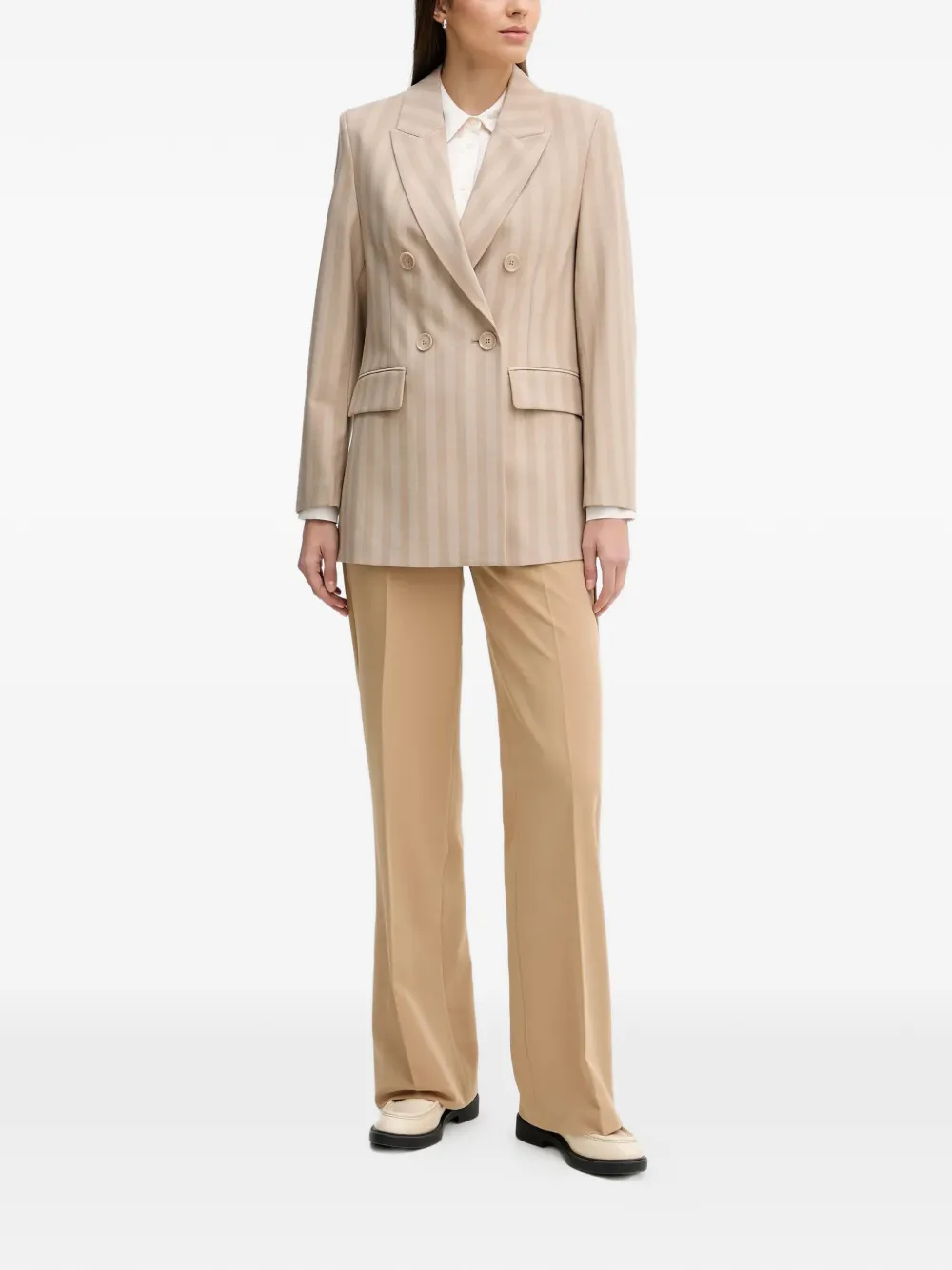  Sisley Striped Double-breasted Blazer - Neutrals 