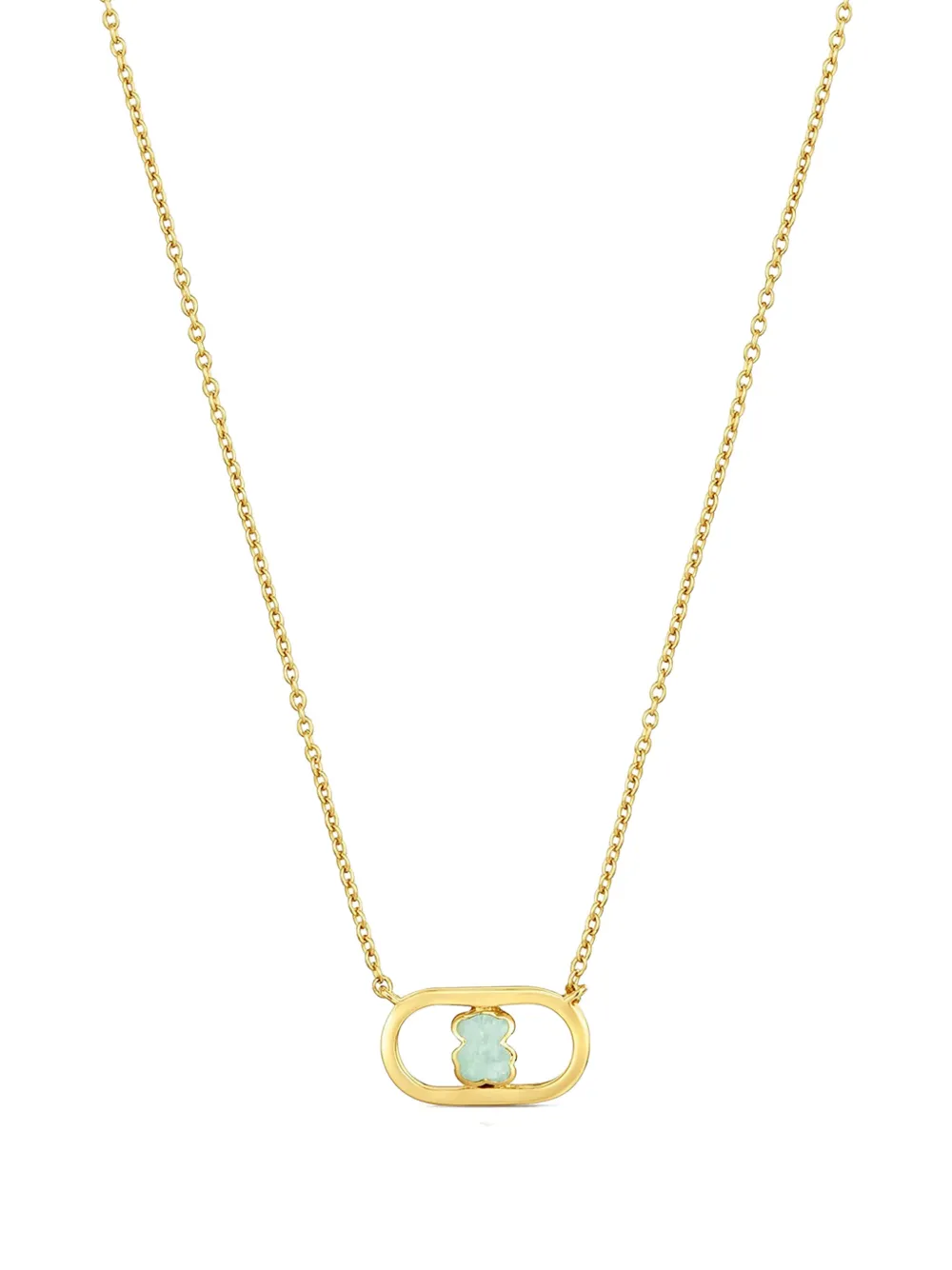 Tous Bear Oval Pendant Necklace - Gold 
