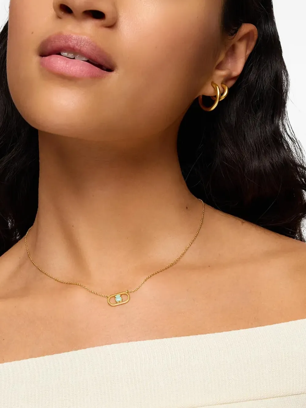  Tous Bear Oval Pendant Necklace - Gold 