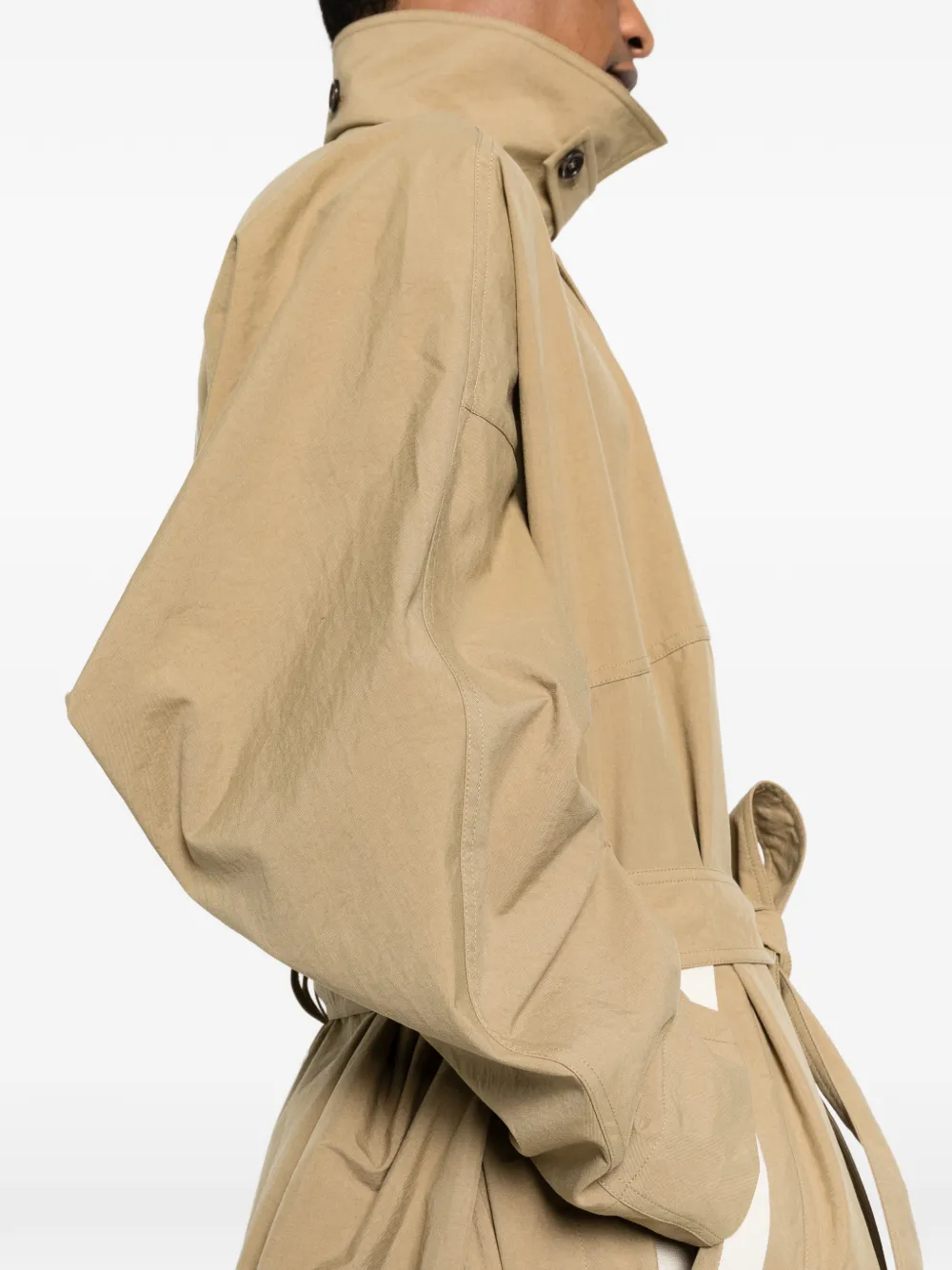 MORDECAI Trenchcoat met dubbele rij knopen en ceintuur Groen