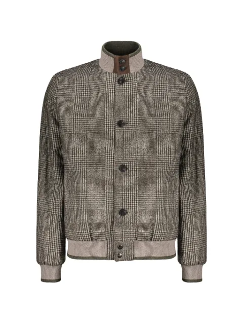 Fedeli knitted-collar check-pattern bomber jacket