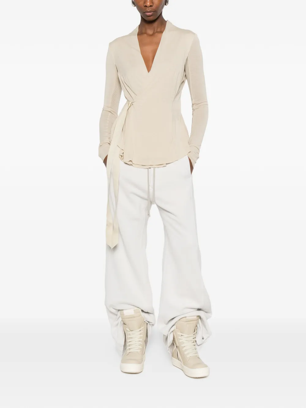  Rick Owens V-neck Ribbon Cardigan - Neutrals 