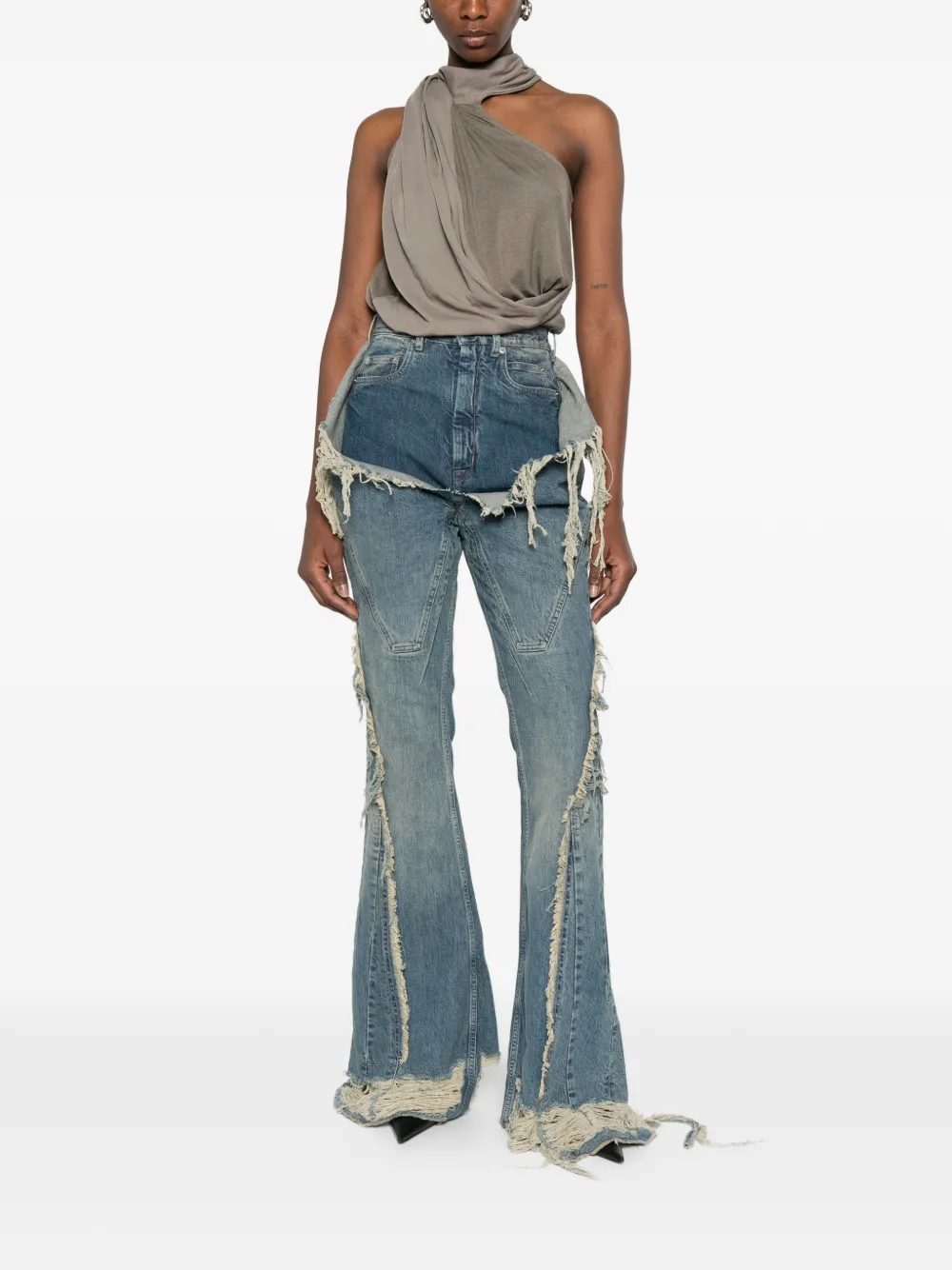  Rick Owens Drkshdw Distressed Flared Jeans - Blue 