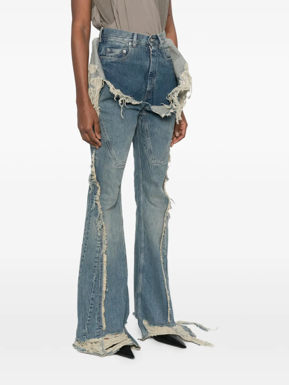  Rick Owens Drkshdw Distressed Flared Jeans - Blue 
