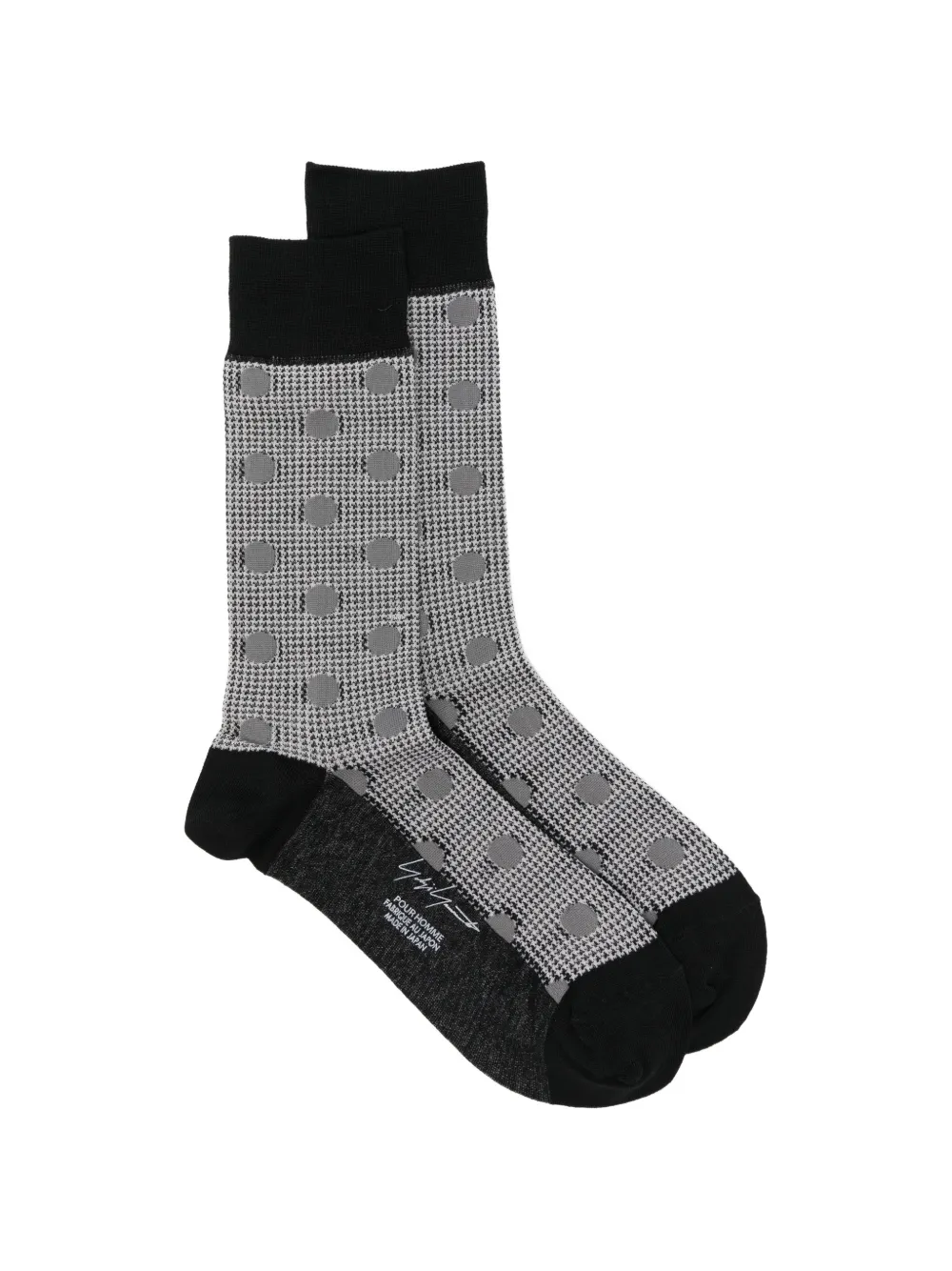 Yohji Yamamoto houndstooth-pattern socks - Grigio